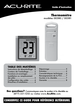 AcuRite Thermometer Manuel utilisateur