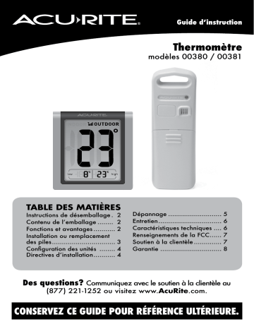 AcuRite Thermometer Manuel utilisateur | Fixfr