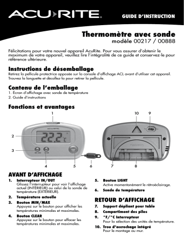 AcuRite Digital Thermometer Manuel utilisateur | Fixfr