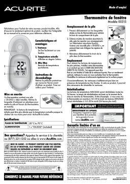 AcuRite Digital Window Thermometer Manuel utilisateur