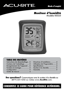 AcuRite Temperature and Humidity Monitor Manuel utilisateur