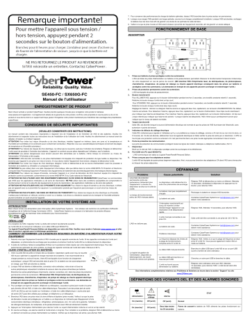 SE450G-FC | CyberPower SX650G-FC Manuel utilisateur | Fixfr