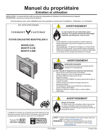 Vermont Castings Montpelier II Wood Burning Insert Manuel utilisateur | Fixfr