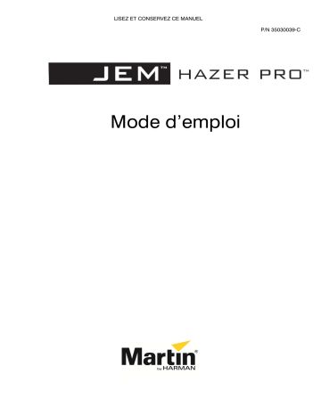 Martin JEM Hazer Pro Manuel utilisateur | Fixfr