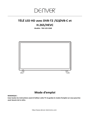 Denver LED-3268 32” HD ready LED TV Manuel utilisateur | Fixfr