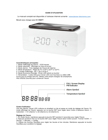 Denver ECQ-104NL Wooden alarm clock Manuel utilisateur | Fixfr