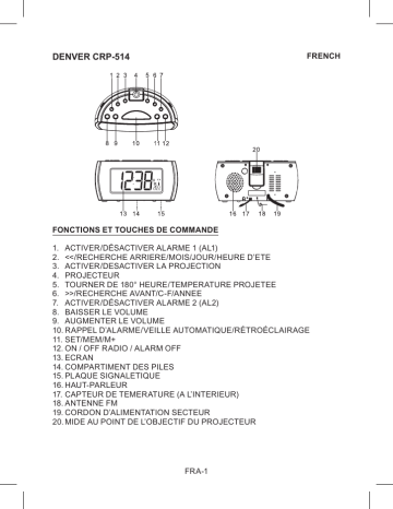 Denver CRP-514 Clockradio Manuel utilisateur | Fixfr