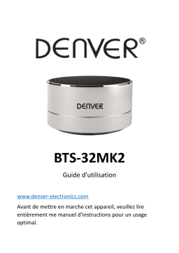 Denver BTS-32BLACKMK2 Wireless Bluetooth speaker Manuel utilisateur