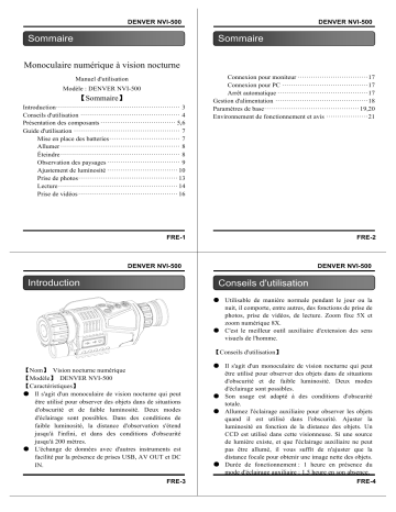 Denver NVI-500 Digital night vision mononuclar Manuel utilisateur | Fixfr