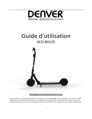 Denver SCO-80125 Electric scooter Manuel utilisateur | Fixfr