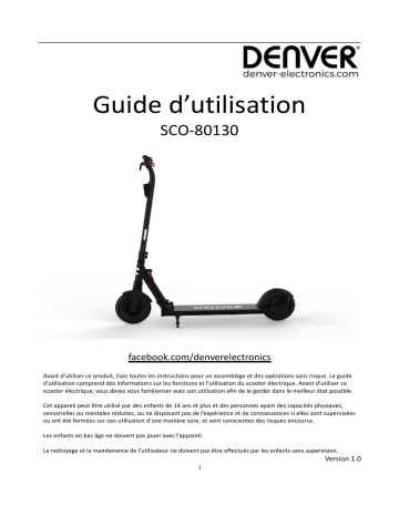 Denver SCO-80130 Electric scooter Manuel utilisateur | Fixfr