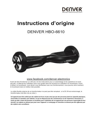 Denver HBO-6610BLACK Hoverboard Manuel utilisateur | Fixfr