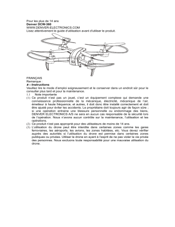 Denver DCW-360 2.4GHz Wi-Fi drone Manuel utilisateur | Fixfr