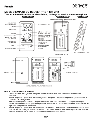 Denver TRC-1480MK2 Wireless temperature station Manuel utilisateur | Fixfr