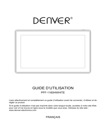 Denver PFF-1160HWHITE 11.6” digital Wi-Fi photoframe Manuel utilisateur | Fixfr
