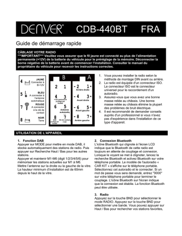 Denver CDB-440BT DAB  car radio Manuel utilisateur | Fixfr