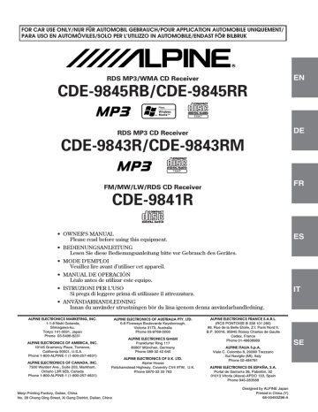 Alpine CDE-9841R Manuel utilisateur | Fixfr