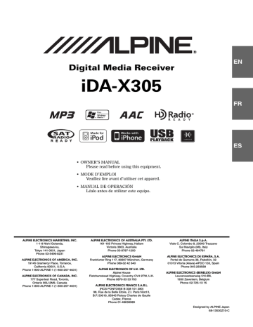 Alpine IDA-X305 Manuel utilisateur | Fixfr