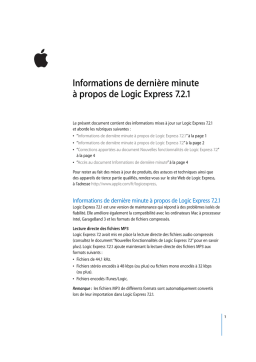 Apple LOGIC EXPRESS 7.2.1 Manuel utilisateur