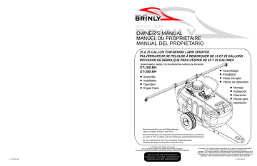 Brinly-Hardy Lawn Aerator 15 & 25 GALLON TOW-BEHIND LAWN SPRAYER Manuel utilisateur | Fixfr