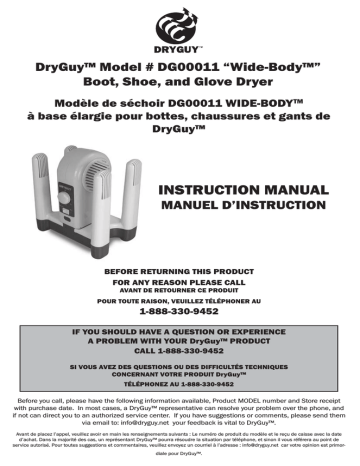 DryGuy WIDE-BODY DG00011 Manuel utilisateur | Fixfr