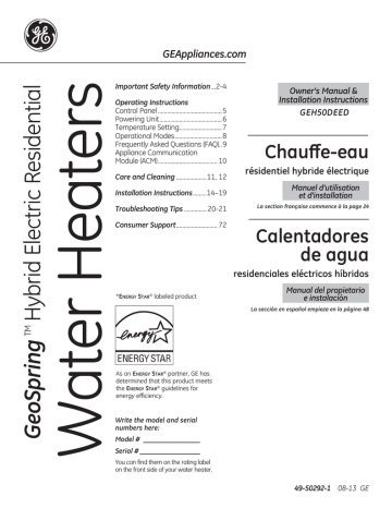 GEH50DEEDSC | GE H50DEED Manuel utilisateur | Fixfr