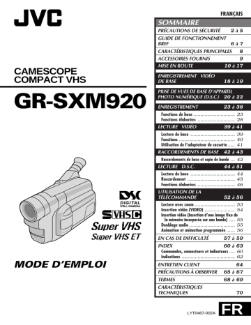 JVC GR-SXM920 Manuel utilisateur | Fixfr