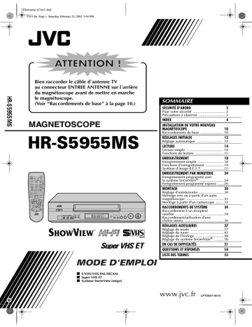 JVC ShowView HR-S5955MS Manuel utilisateur | Fixfr