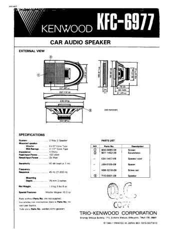 Kenwood KFC-6977 Manuel utilisateur | Fixfr