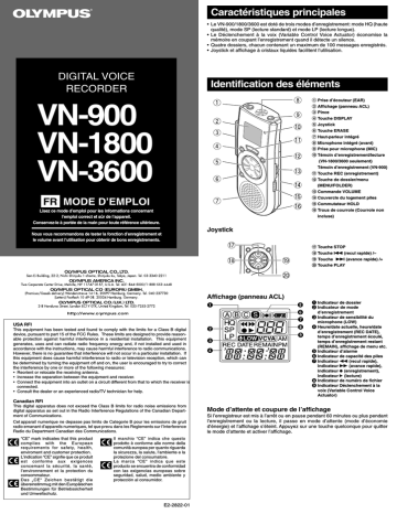 Olympus VN-3600 Manuel utilisateur | Fixfr