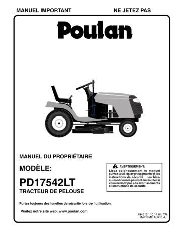 Poulan PO17542LT Manuel utilisateur | Fixfr