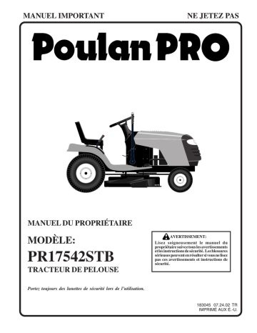 Poulan PO17542LT Manuel utilisateur | Fixfr