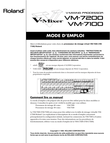 Roland VM-7100 Manuel utilisateur | Fixfr
