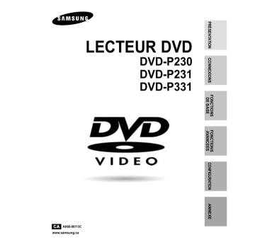 DVD-P331 | DVD-P231 | Samsung DVD-P230 Manuel utilisateur | Fixfr