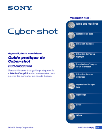 Sony CYBER-SHOT DSC-S650 Manuel utilisateur | Fixfr