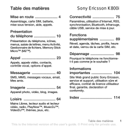 Sony K800i Manuel utilisateur