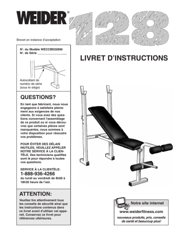 Weider WECCBE0289 Manuel utilisateur | Fixfr