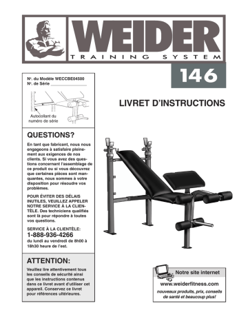 Weider WECCBE0450 Manuel utilisateur | Fixfr