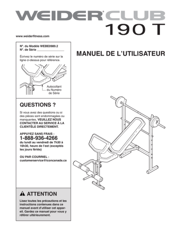 Weider WEBE0989 Manuel utilisateur | Fixfr