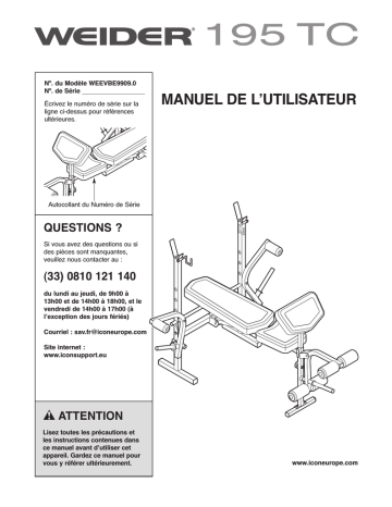 Weider WEEVBE9909 Manuel utilisateur | Fixfr