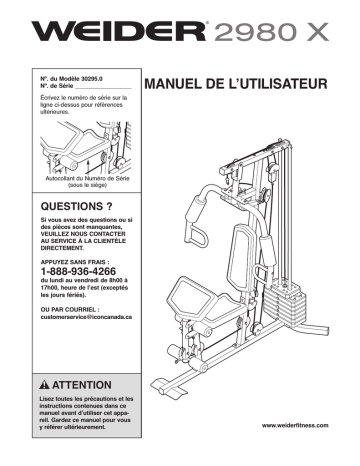 Weider 2980 X SYSTEM 30295 Manuel utilisateur | Fixfr