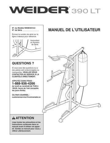 Weider WEBE3010 Manuel utilisateur | Fixfr