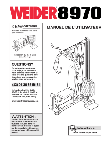 Weider WEEVSY1023 Manuel utilisateur | Fixfr