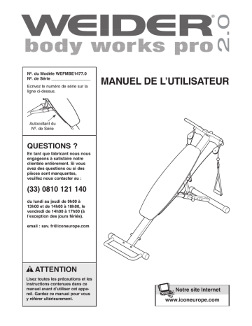 Weider WEFMBE1477 Manuel utilisateur | Fixfr