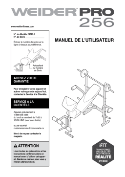 Weider CANADA PRO 256 BENCH 29829 Manuel utilisateur