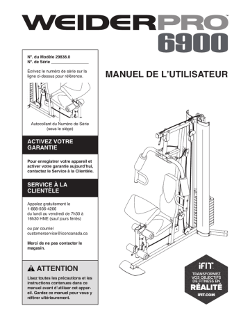 Weider CANADA SY PRO 6900 SYSTEM 29838 Manuel utilisateur | Fixfr