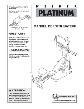 Weider WECCSY7874 Manuel utilisateur | Fixfr