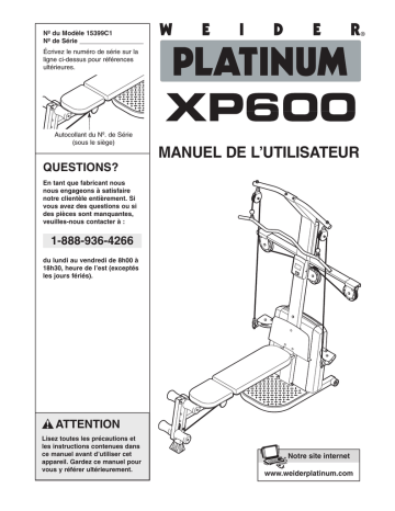 Weider XP600 Manuel utilisateur | Fixfr