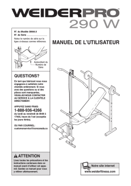 Weider PRO 290 W BENCH 30664 Manuel utilisateur