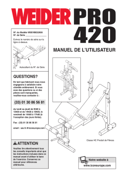 Weider WEEVBE3293 Manuel utilisateur